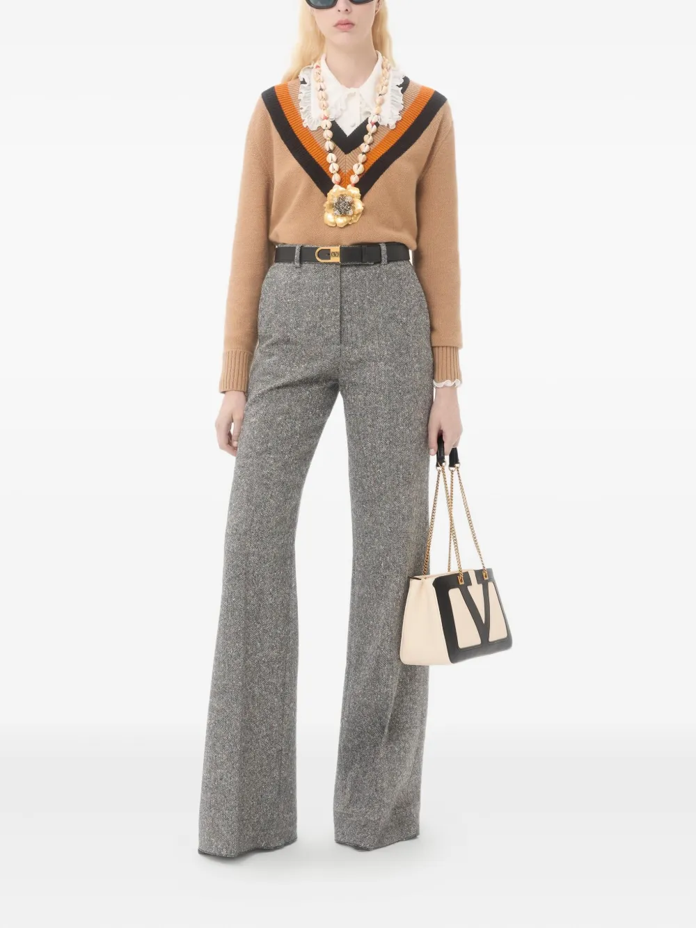 Valentino Vlogo Chain Leather Tote Bag In Black