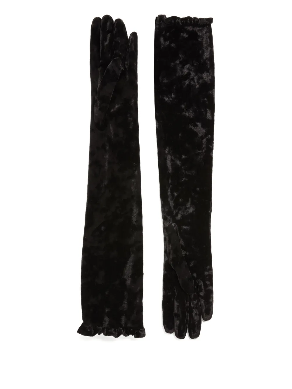 Valentino Ruffle Vlogo-signature Gloves In Black