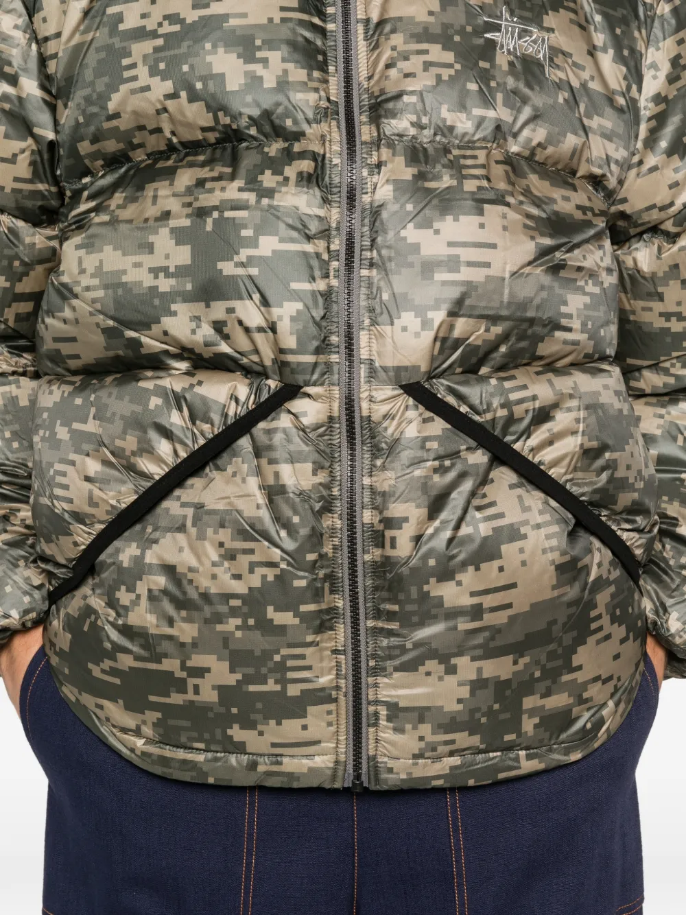 Stussy Micro Ripstop Down Mock In Green