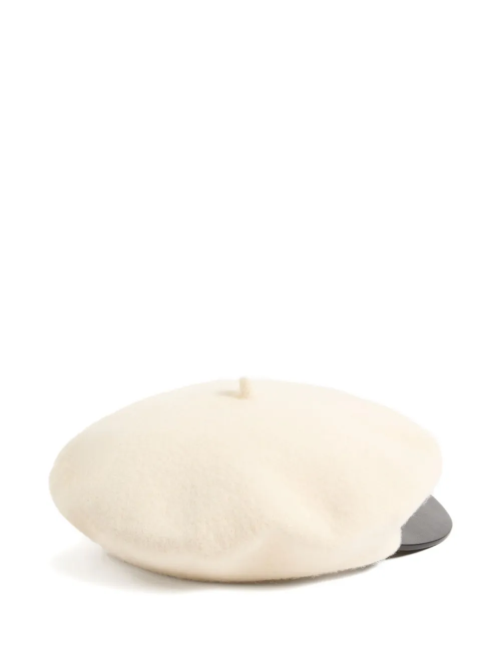 Valentino Garavani  Garavani Vlogo Signature Wool Beanie With Leather Visor Woman Ivory 58 In Nude