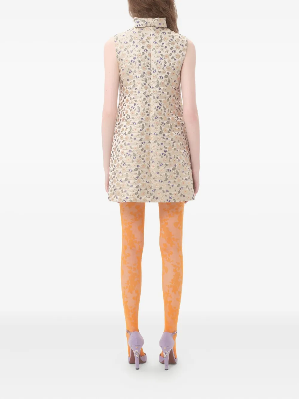 Valentino Garavani Mini-jurk met bloemen jacquard Beige
