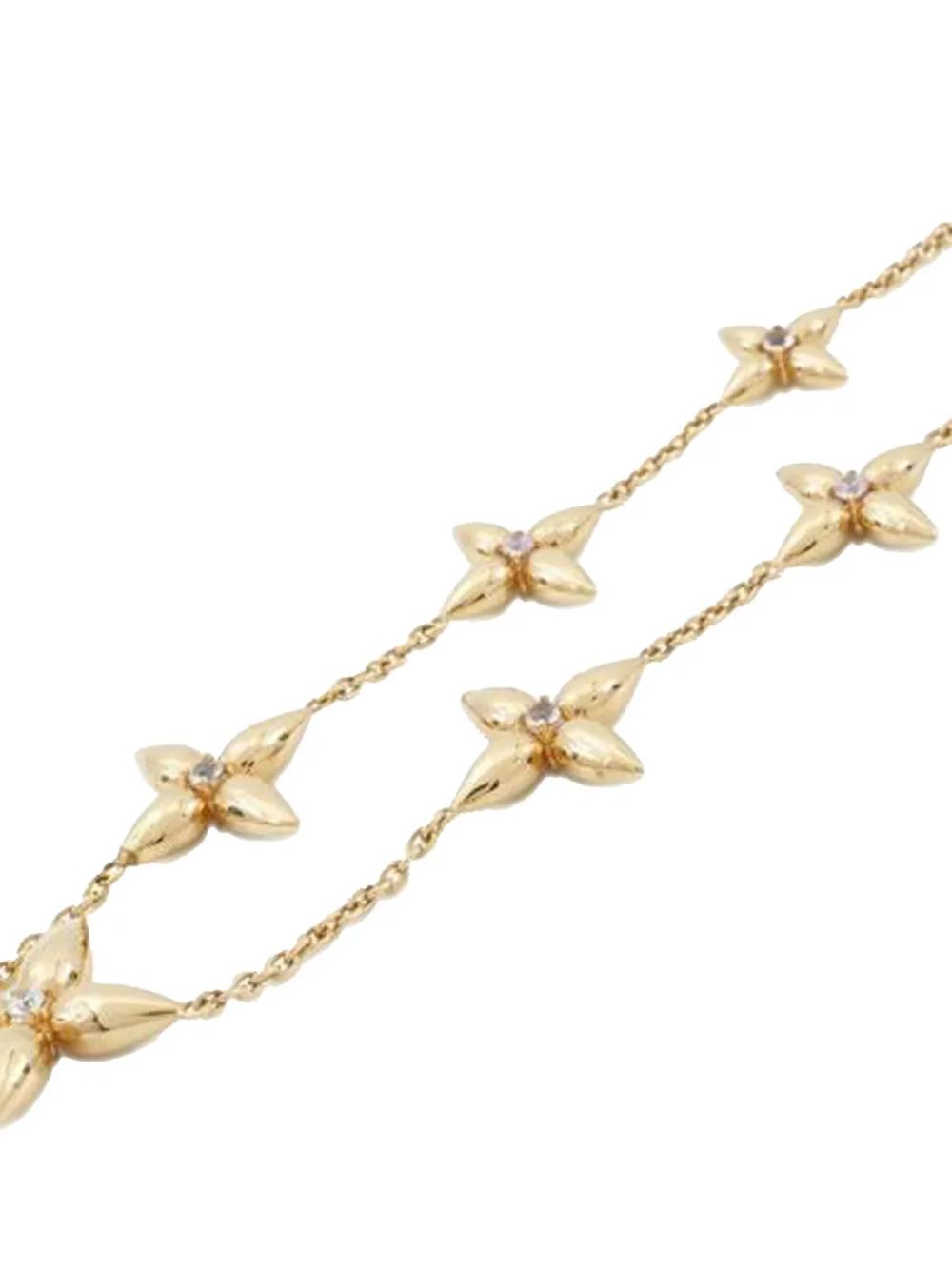 Pre-owned Louis Vuitton 2000-2025 Gold Plated Crystal Louisette Signature Necklace Costume Necklace