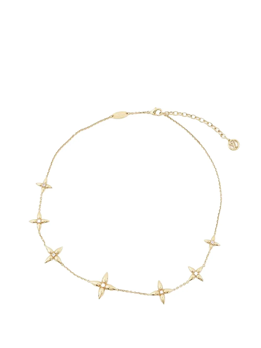 Pre-owned Louis Vuitton 2000-2025 Gold Plated Crystal Louisette Signature Necklace Costume Necklace