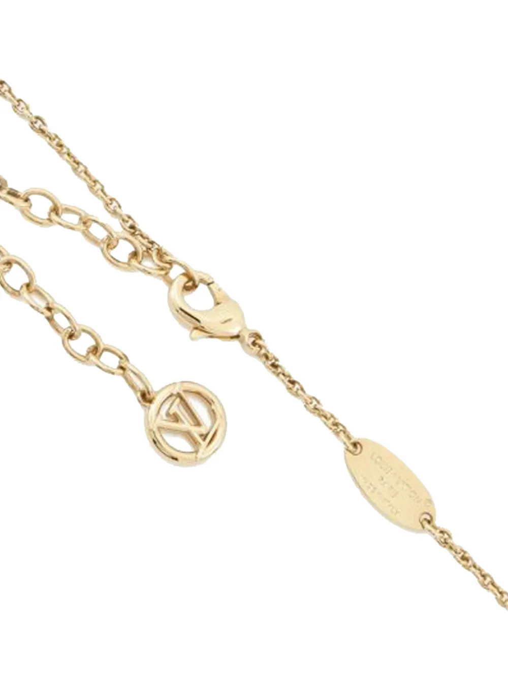 Pre-owned Louis Vuitton 2000-2025 Gold Plated Crystal Louisette Signature Necklace Costume Necklace