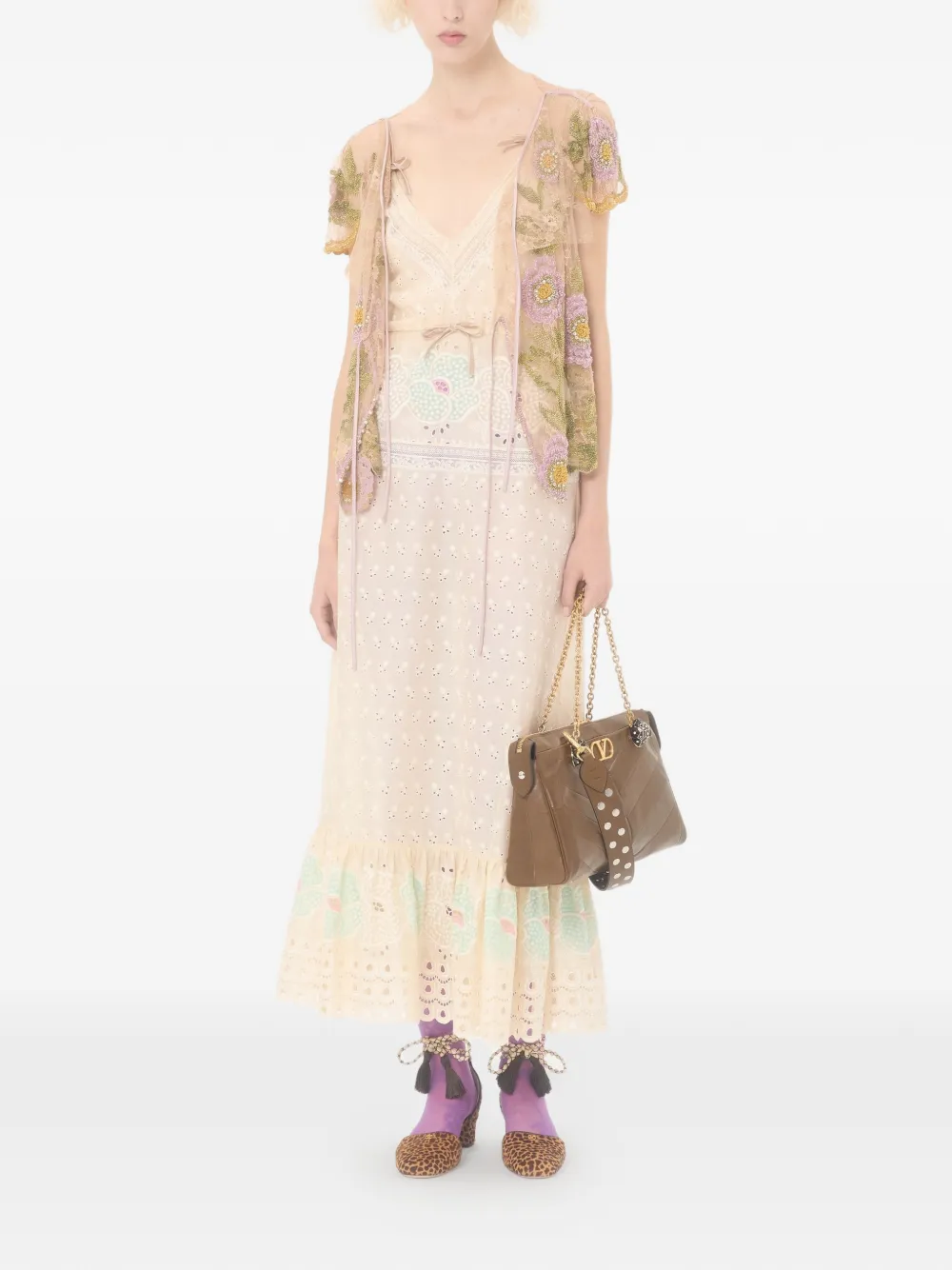 Valentino Garavani Sangallo midi-jurk Geel