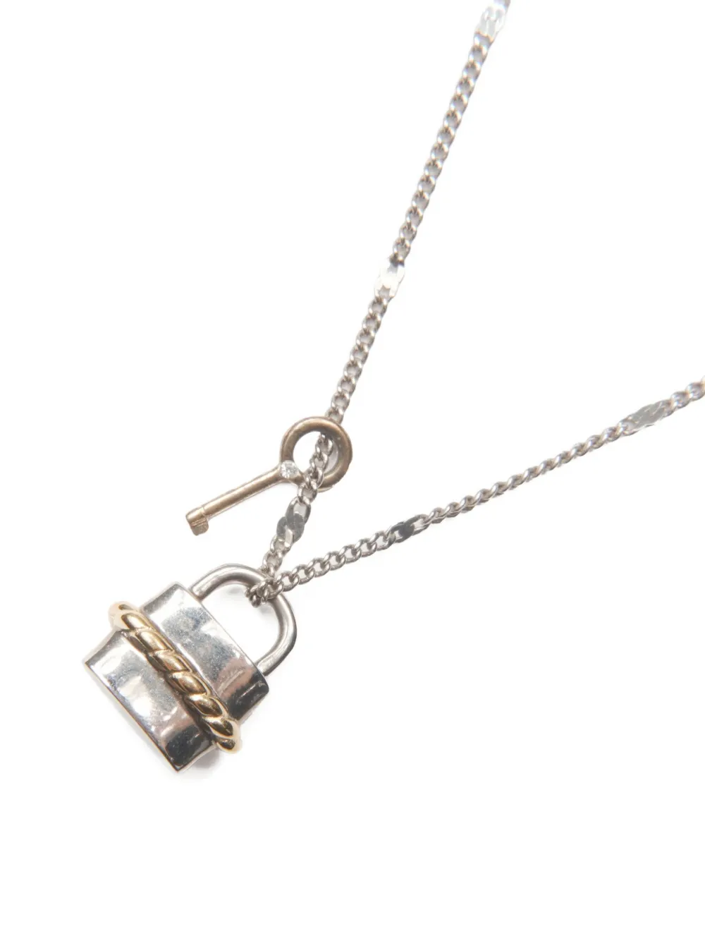 Pre-owned Chloé 2000s Padlock Necklace In Silver