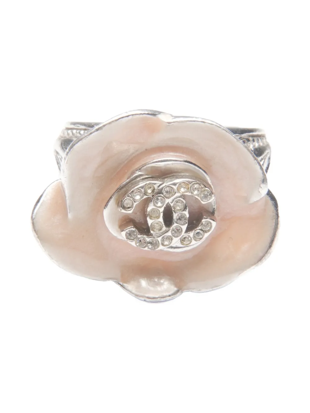 CHANEL Pre-Owned 2004 camellia logo ring - Argento