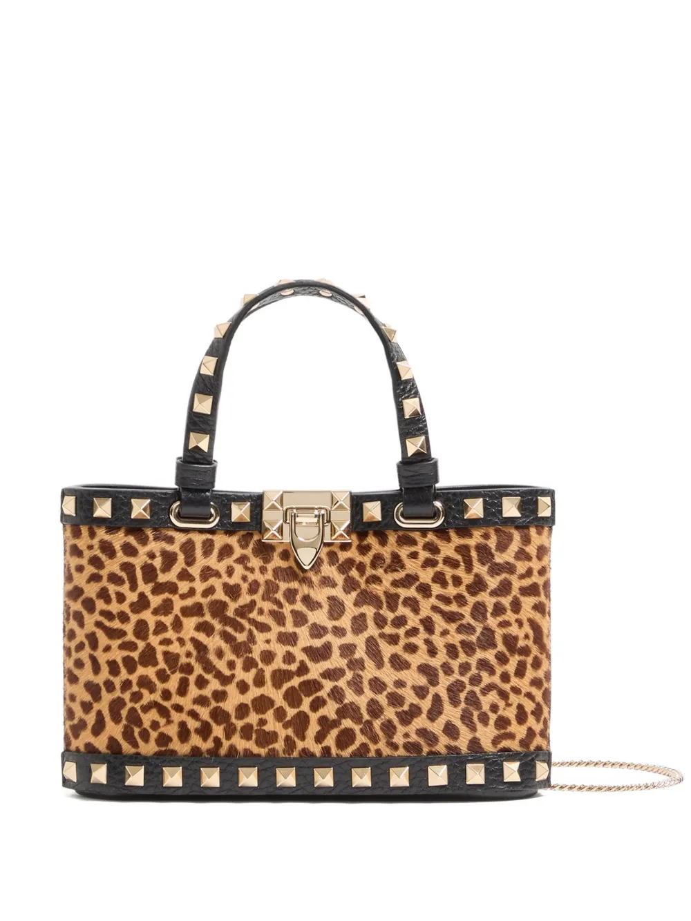 Valentino Garavani Borsa tote Rockstud mini con stampa - Marrone