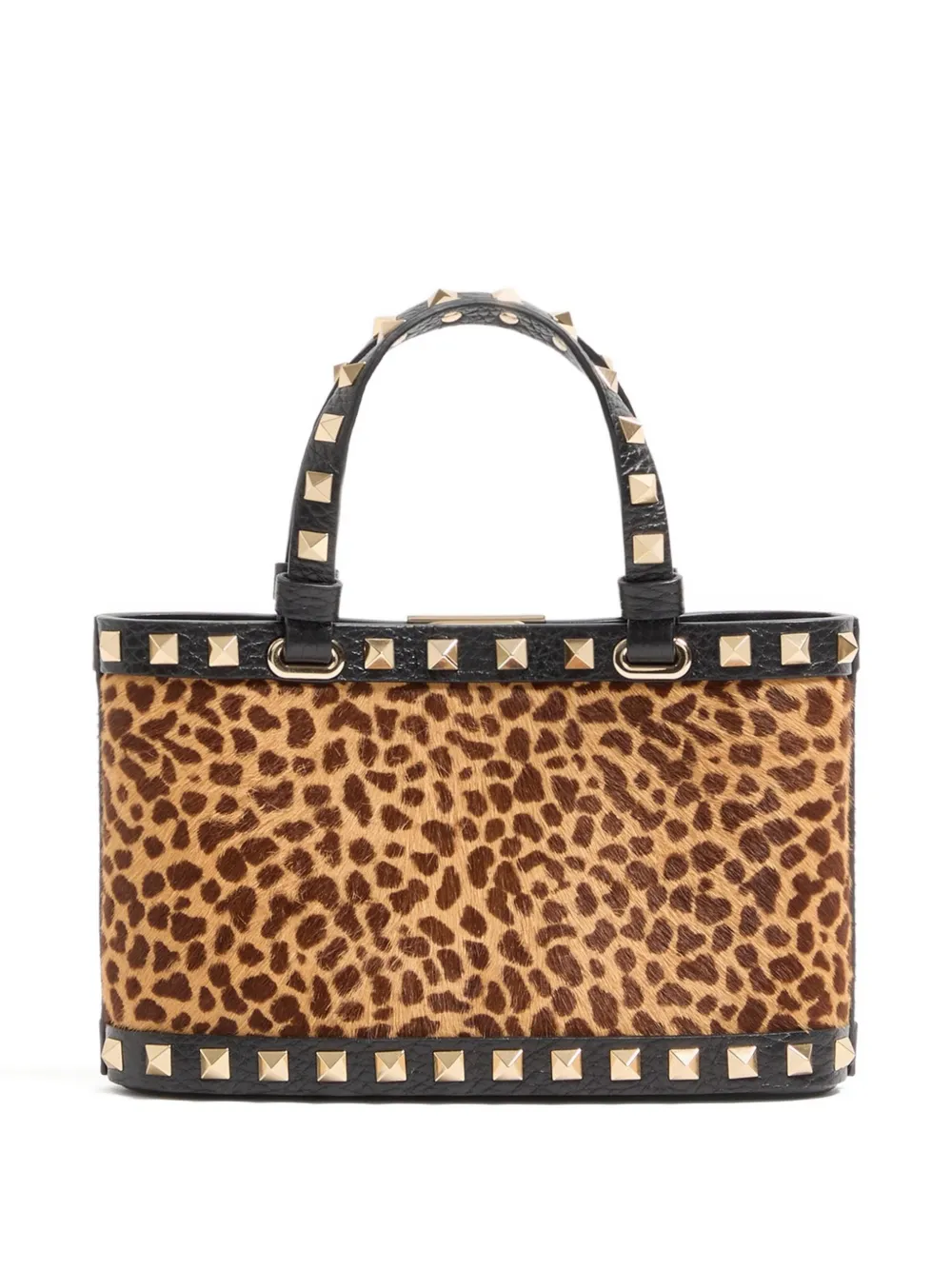 Valentino Garavani Rockstud mini-shopper met dierenprint - Bruin