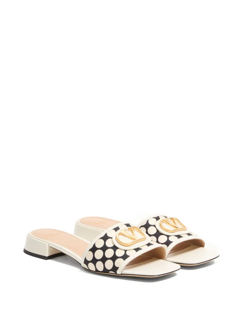 Valentino Garavani Sandalo Slide Vlogo Signature In Tessuto Plus De Pois 20mm In Multi