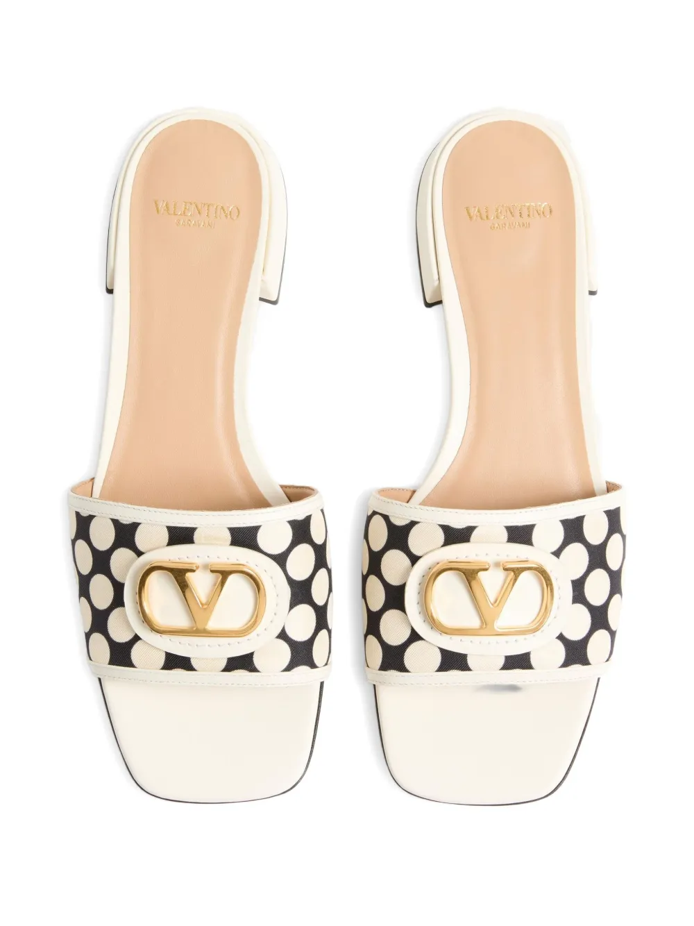 Valentino Garavani Sandalo Slide Vlogo Signature In Tessuto Plus De Pois 20mm In Multi