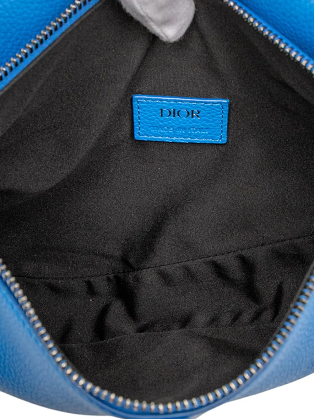 Pre-owned Dior 2019 Grained Calfskin Saddle Crossbody Bag In Blue