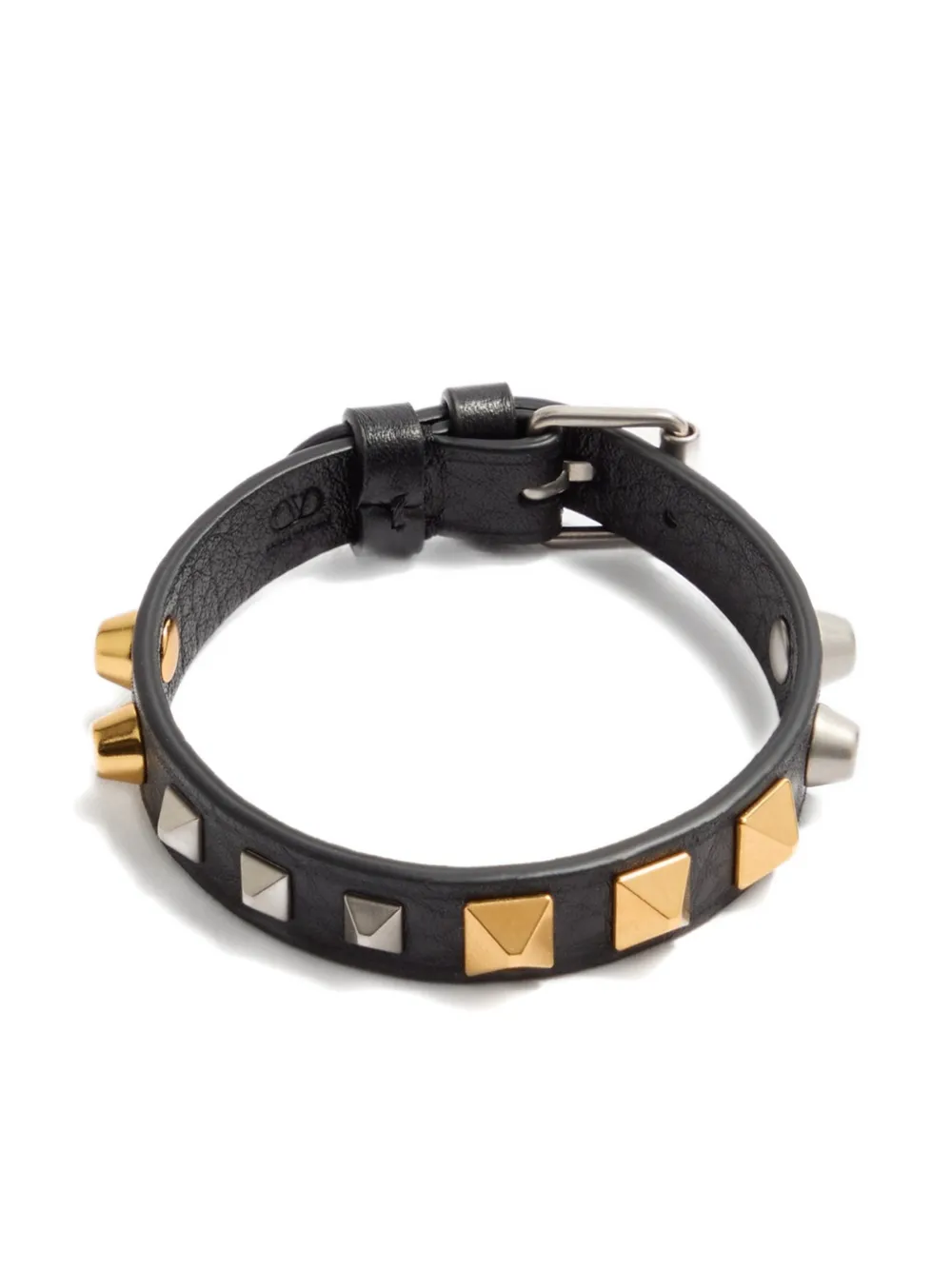 Valentino Garavani Rockstud grainy leather bracelet - Nero