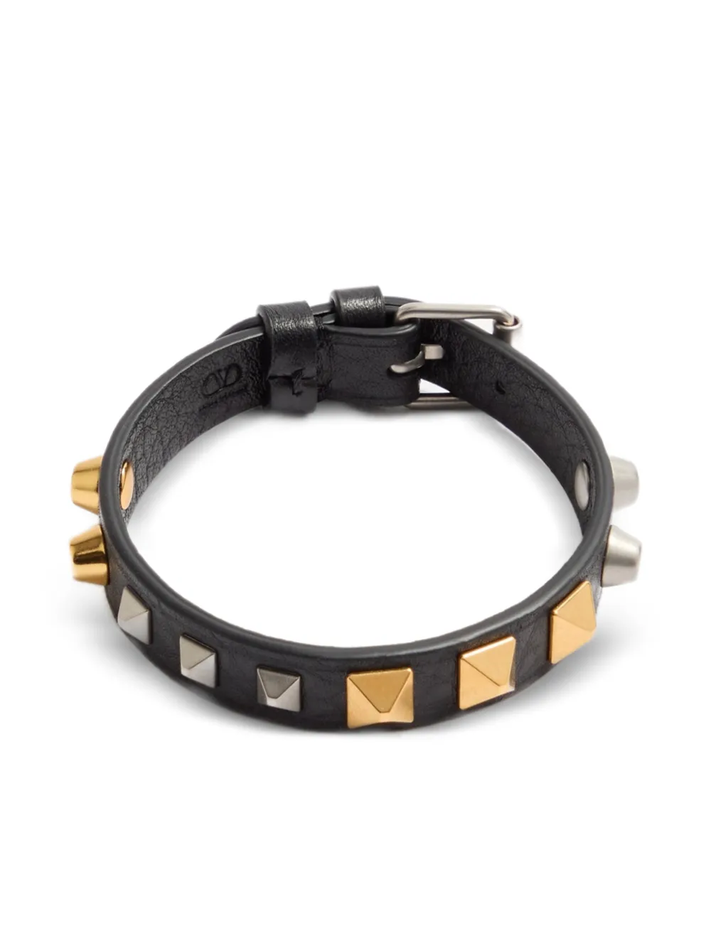Valentino Garavani Rockstud grainy leather bracelet - Nero