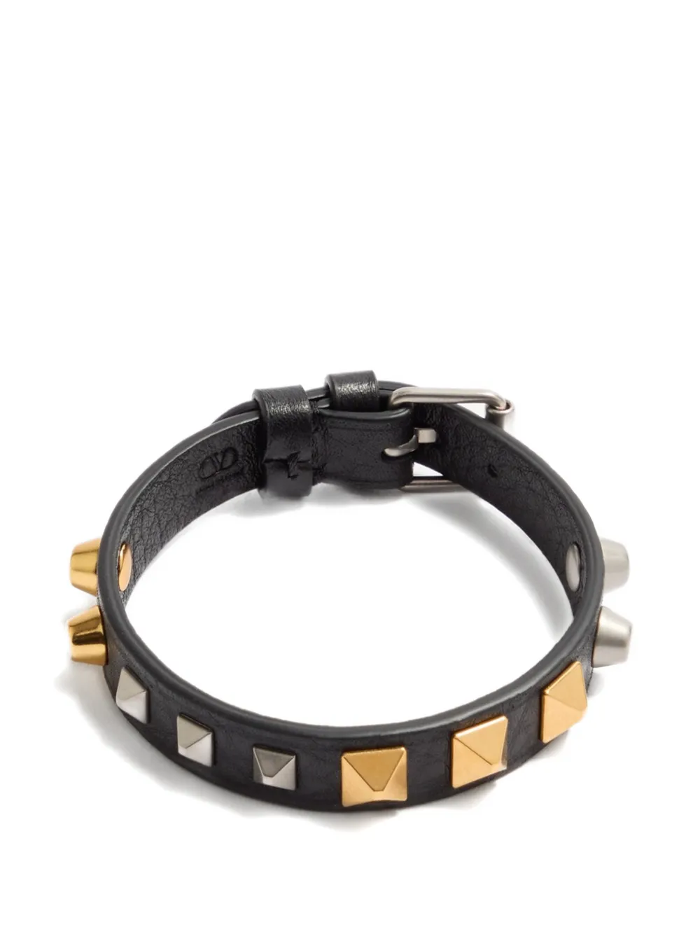 Valentino Garavani Rockstud grainy leather bracelet - Nero