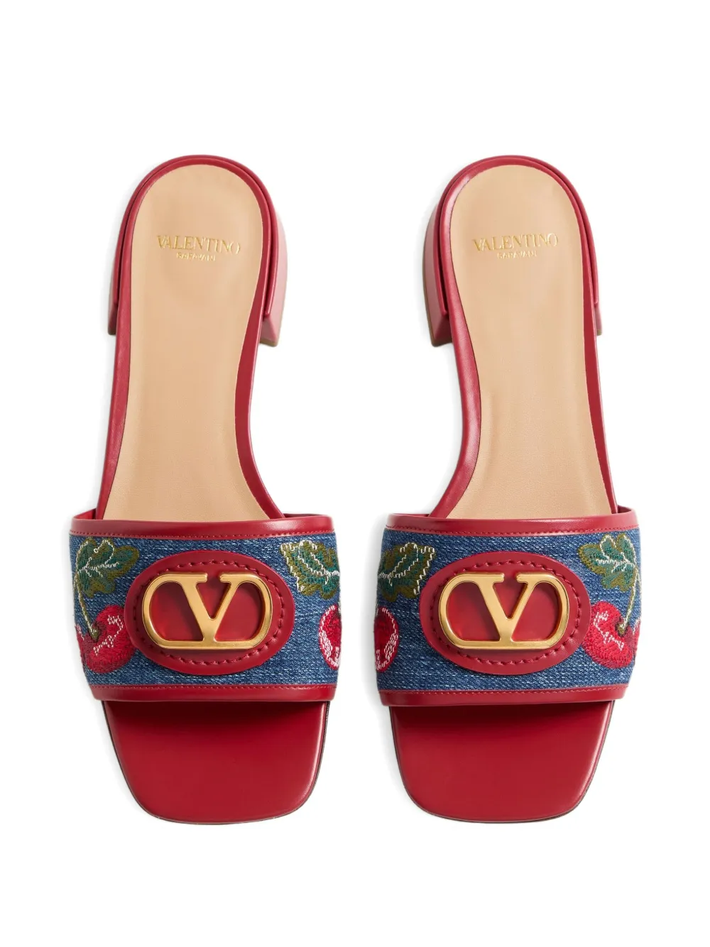 Valentino Cherryfic-embroidery Vlogo-detailed Sandals In Animal Print