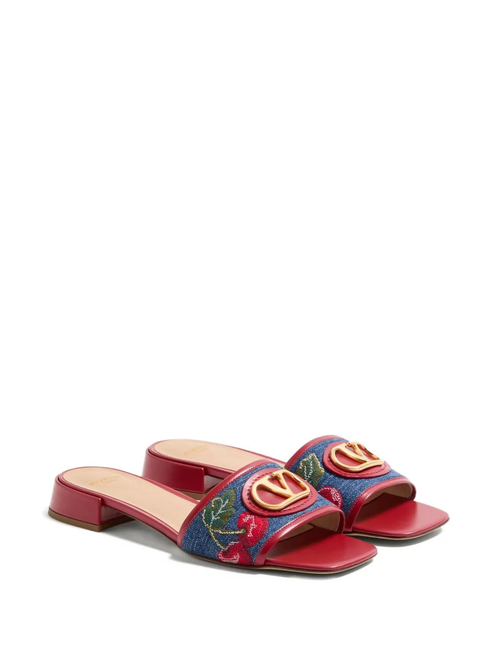 Valentino Cherryfic-embroidery Vlogo-detailed Sandals In Animal Print