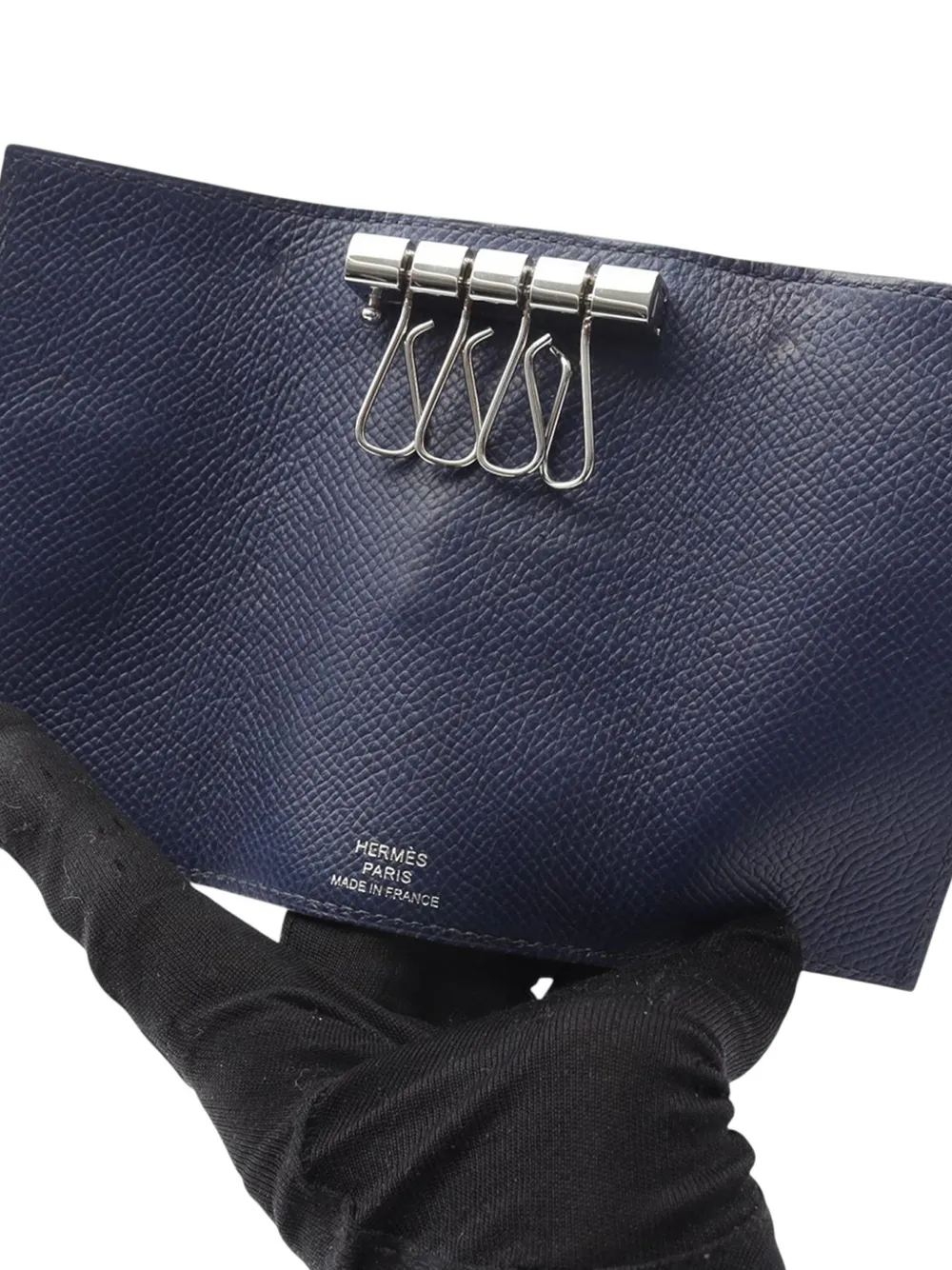 Pre-owned Hermes 2022 Epsome Bearn Wallet Key Holder In Blue