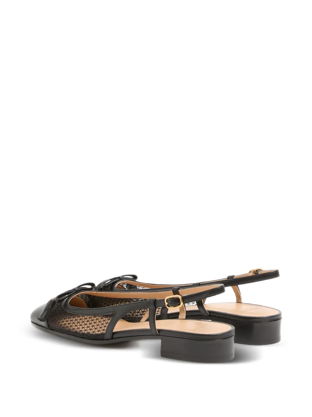 Valentino Garavani Valet Du Roi Slingback in Mesh and Kidskin 25mm Ballet Flats in Black, view 3