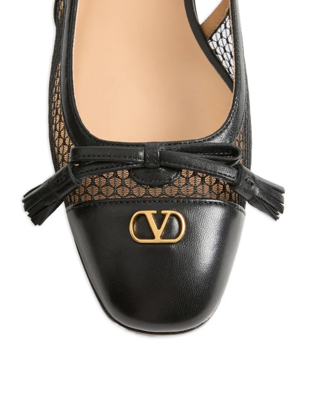 Valentino Garavani Valet Du Roi Slingback in Mesh and Kidskin 25mm Ballet Flats in Black, view 5