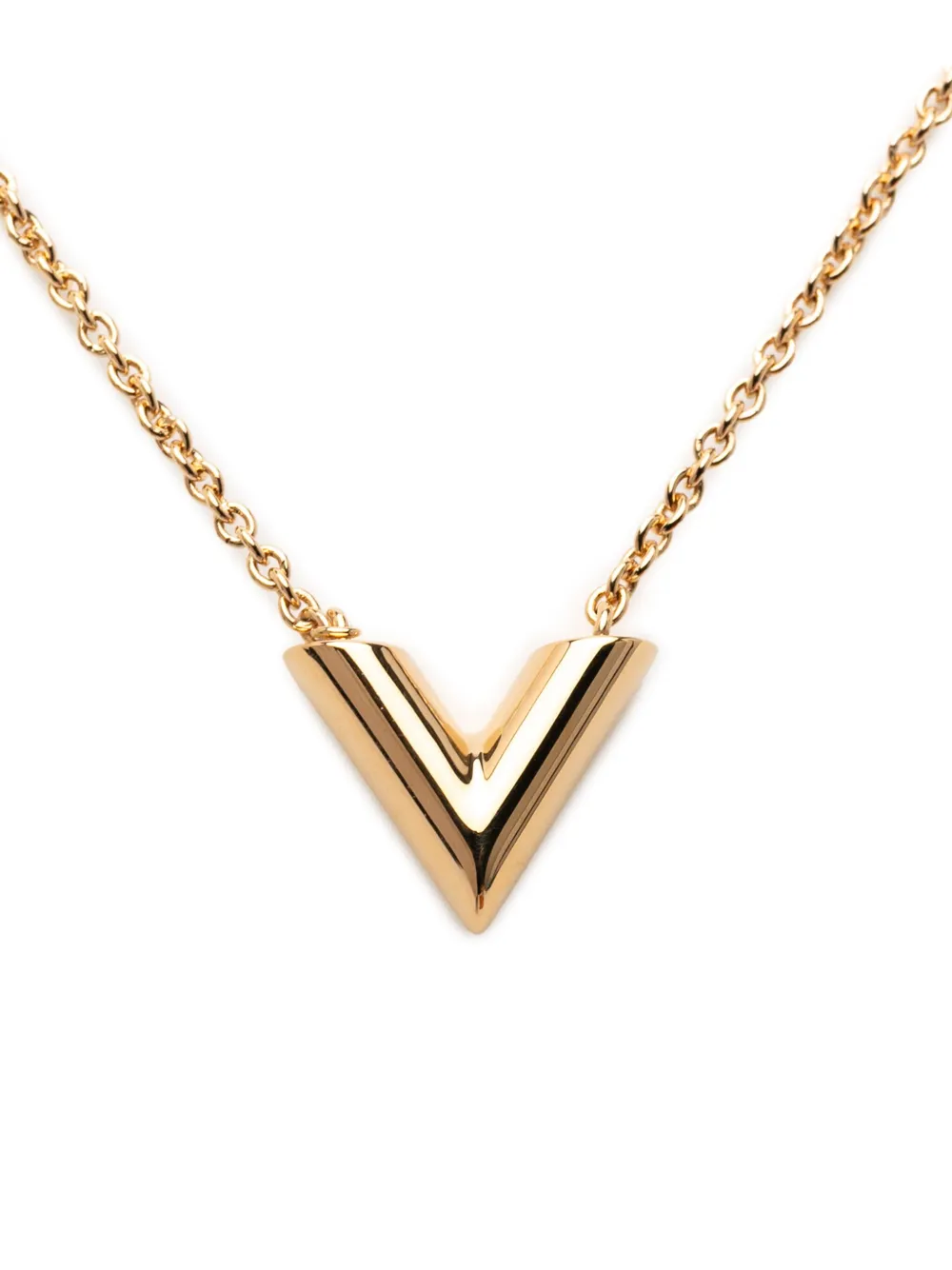 Pre-owned Louis Vuitton 2024 Gold Plated Essential V Necklace Costume Necklace