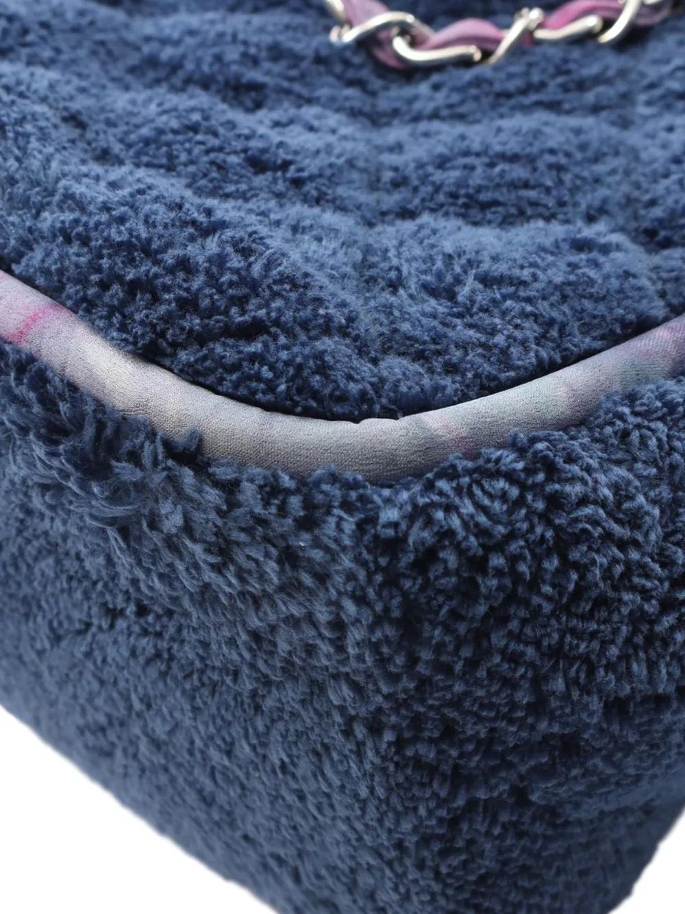 Pre-owned Chanel 1994-1996 Large Terry And Ribbon Shopping Tote Bag In Blue