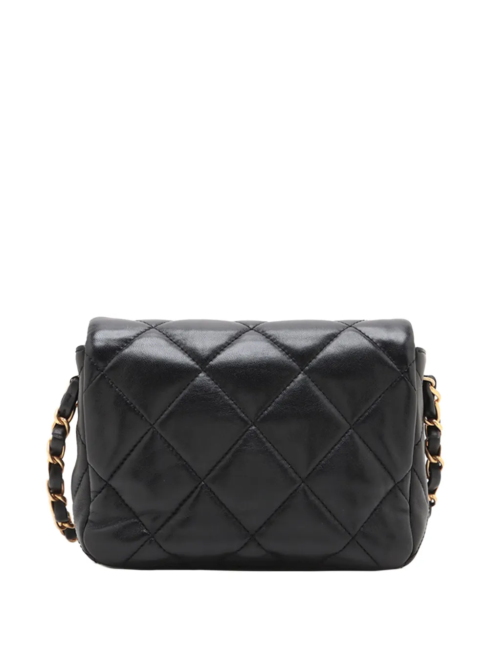 CHANEL Pre-owned 2021-2025 Mini Quilted Lambskin Acrylic Coco Love Flap Crossbody Bag In Black