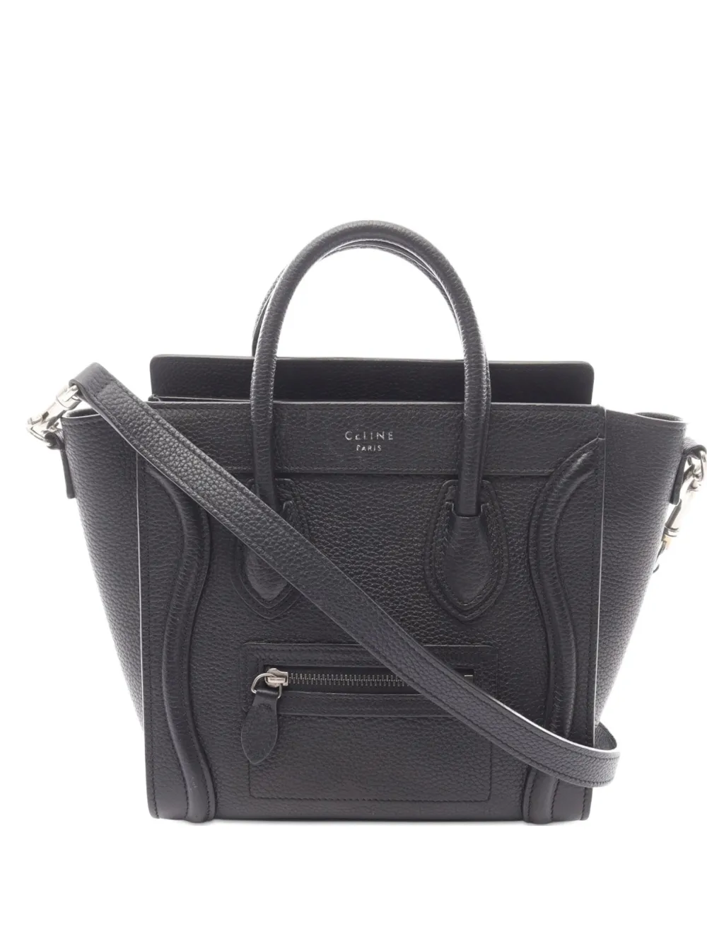 CELINE Pre-owned 2010-2025 Nano Leather Luggage Tote Satchel In Black