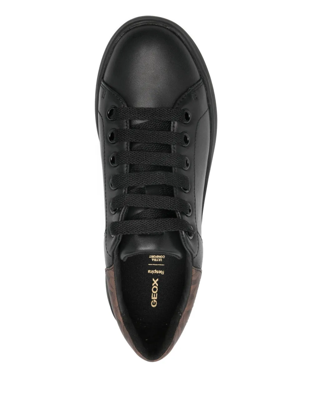 Geox Spherica Leather Sneakers In Black
