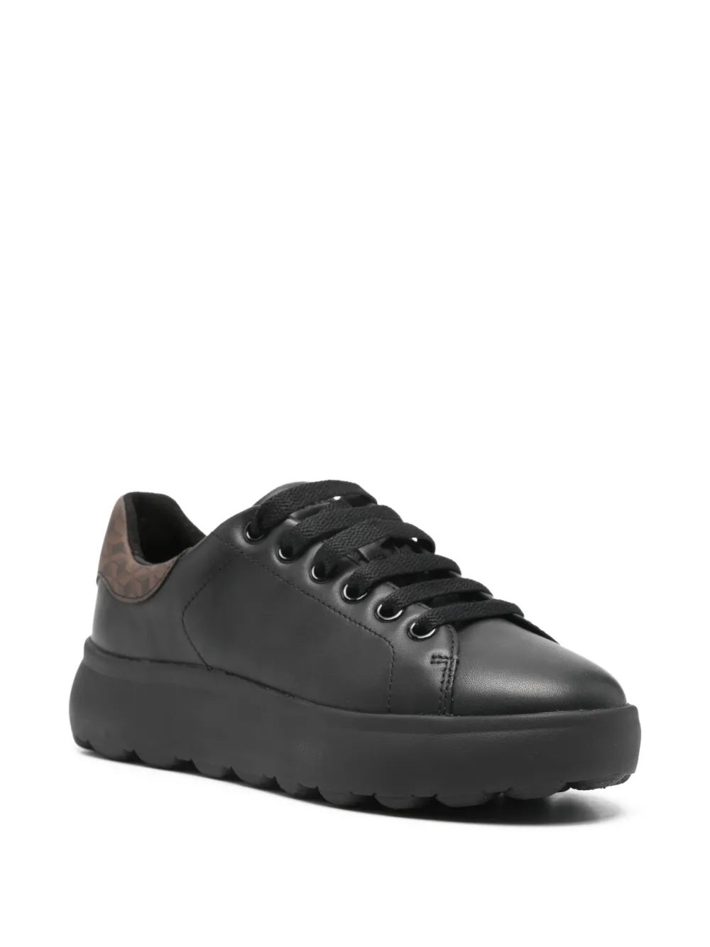 Geox Spherica Leather Sneakers In Black
