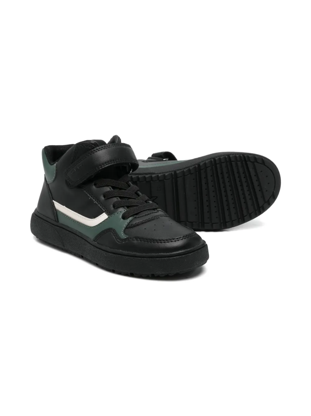 Geox Theleven Touch-strap Sneakers In Black
