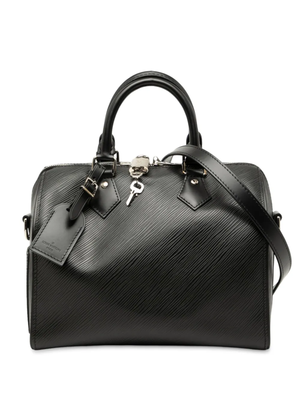 Pre-owned Louis Vuitton 2017 Epi Speedy Bandouliere 25 Satchel In Black