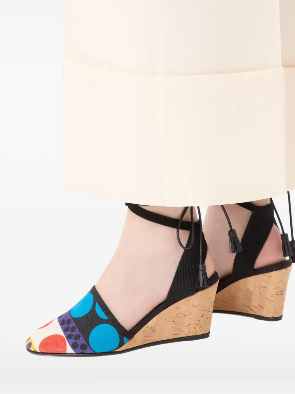 Valentino Garavani 75 mm La Cruisette sandalen met sleehak Zwart