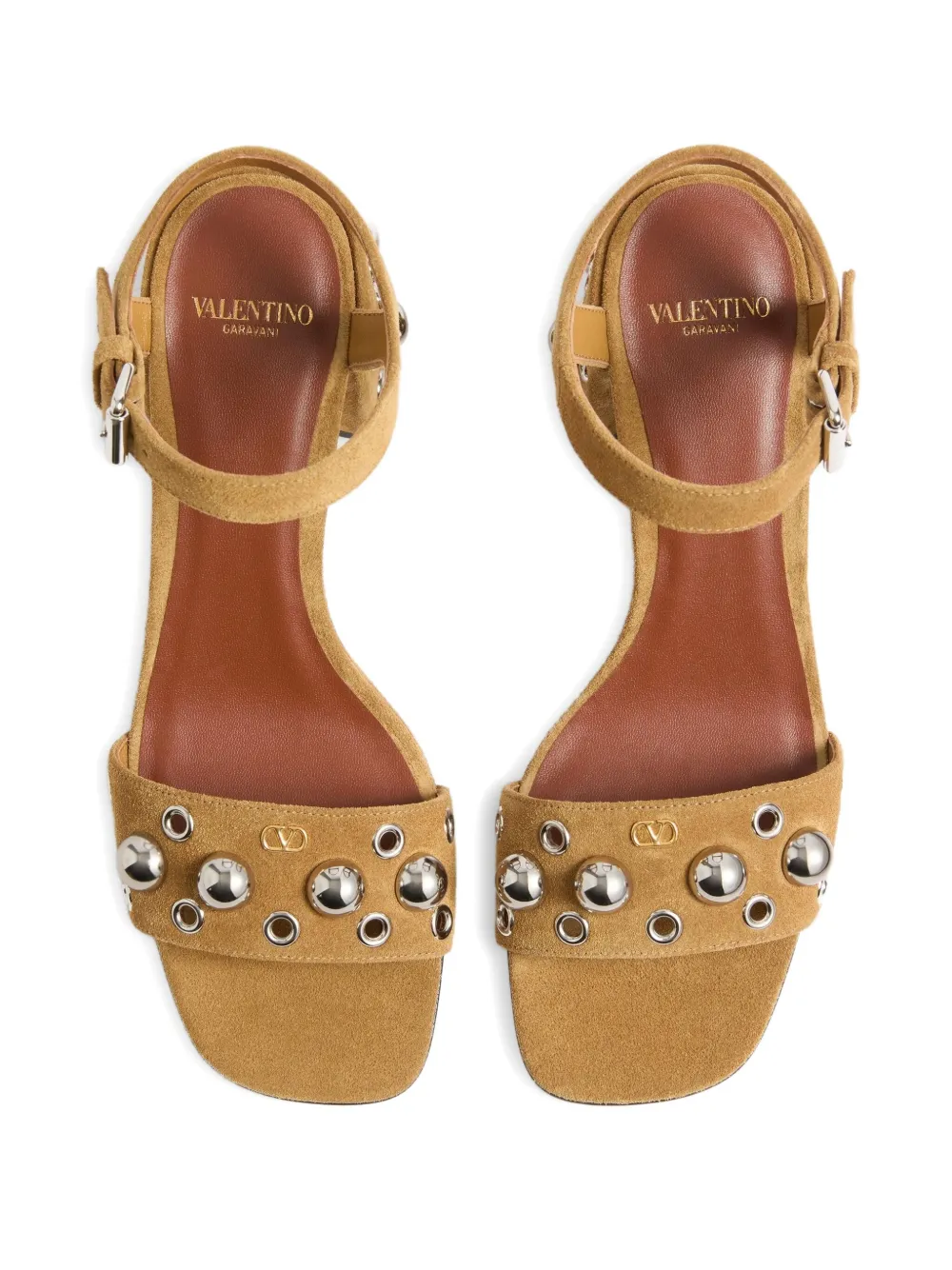 Valentino Garavani 60 mm Nellcôte leren sandalen met studs Bruin