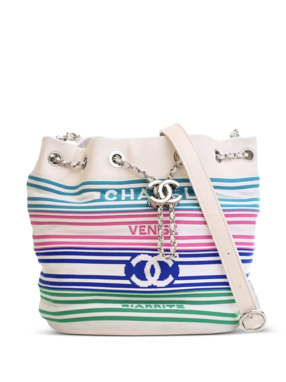 CHANEL Pre-Owned 2019 Mixed Fibers and Aged Calfskin Venise Biarritz CHANEL Pre-Owned 2019 Mixed Fibers and Aged Calfskin Venise Biarritz