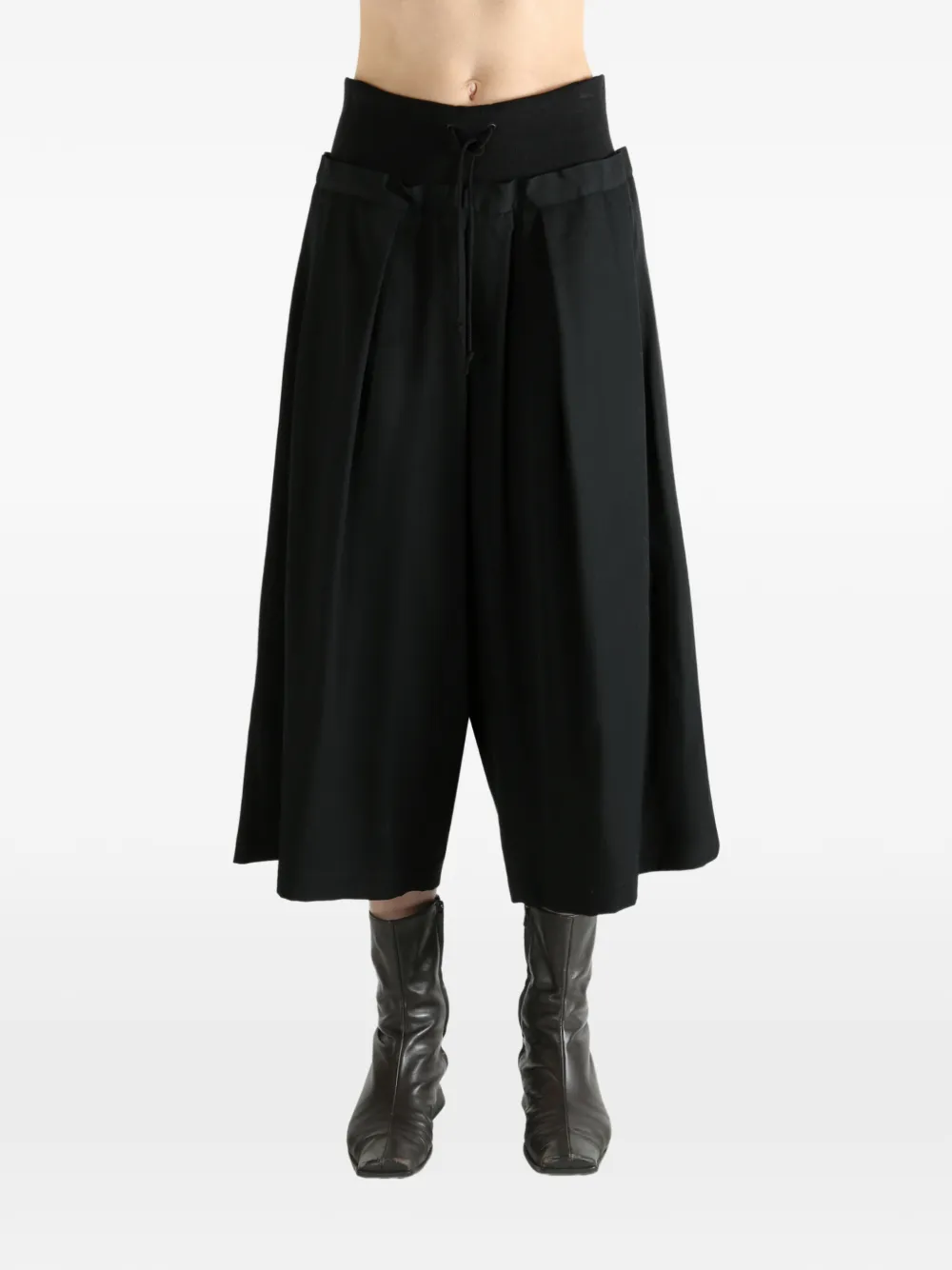Y's drawstring-fastening pleated trousers - Zwart