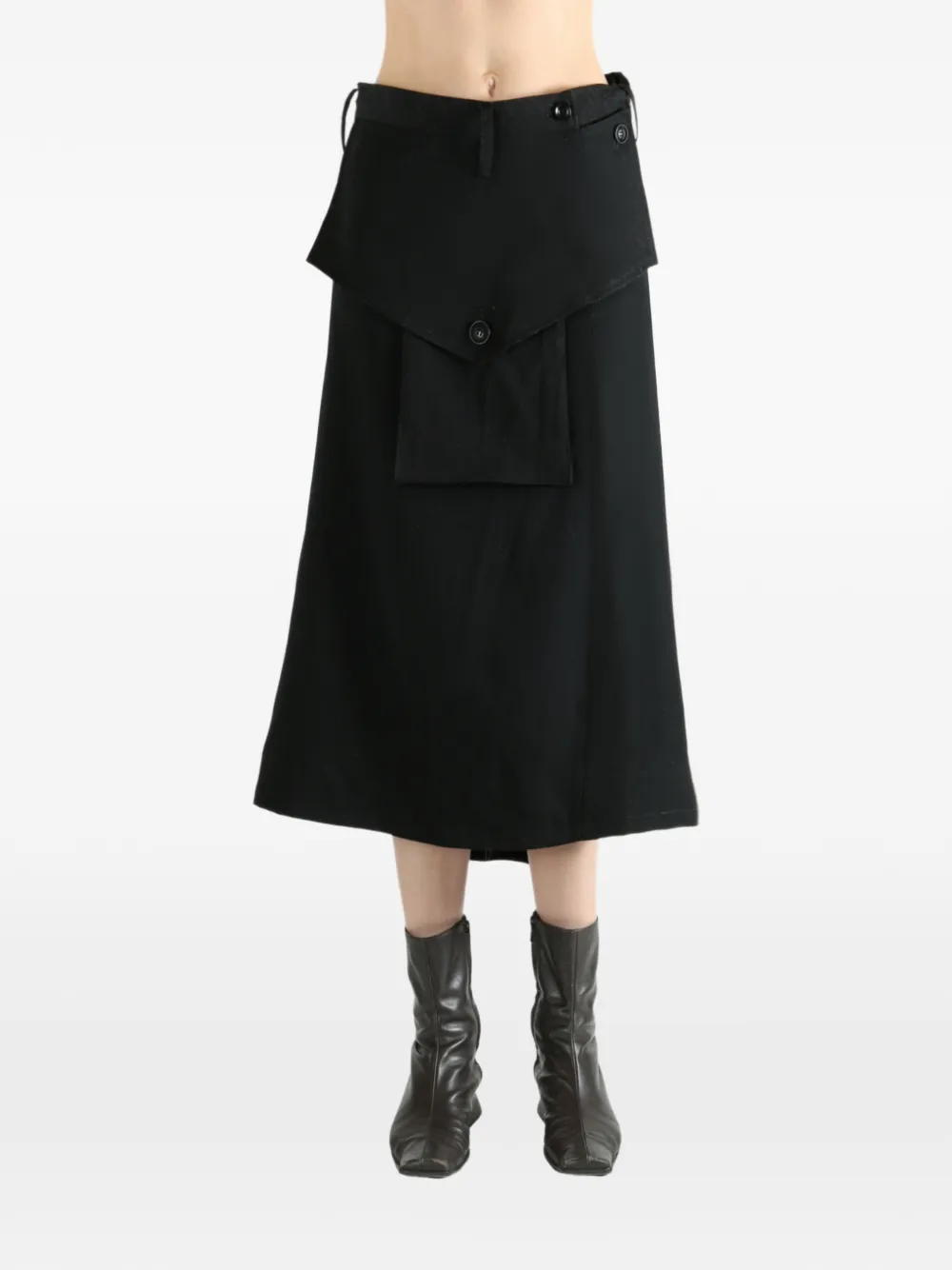 Y's button-detail midi skirt | Black | Image 1