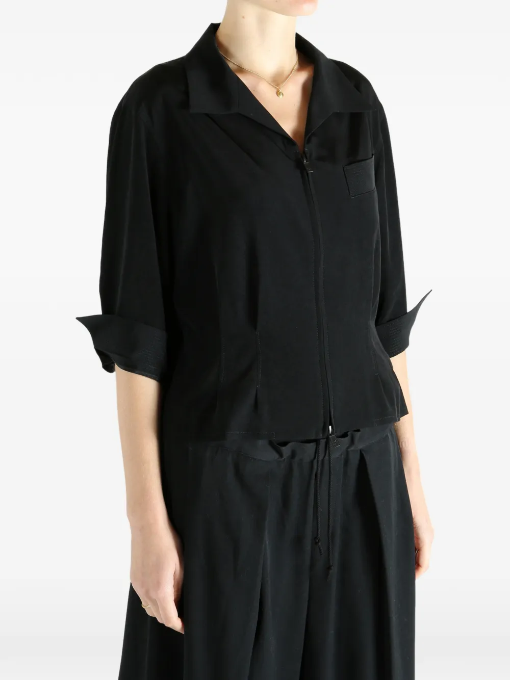 Y's 3/4 Sleeve Blouse In Black