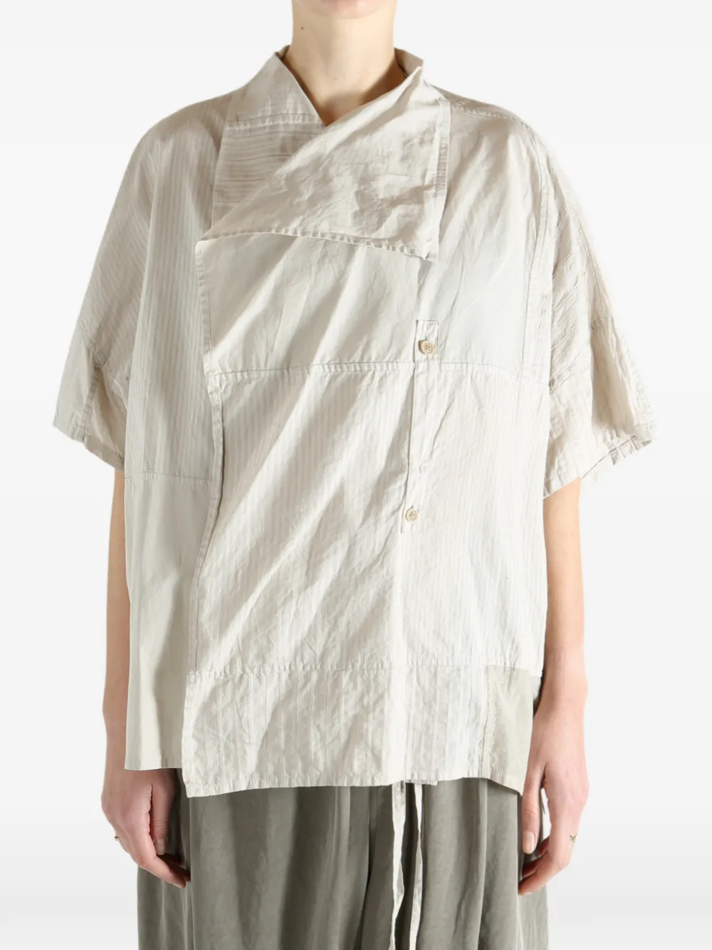  Y's Striped Panelled Shirt - Neutrals 