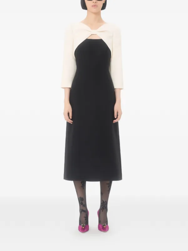 valentino black midi dress Crepe Couture embellished midi dress in black - Valentino