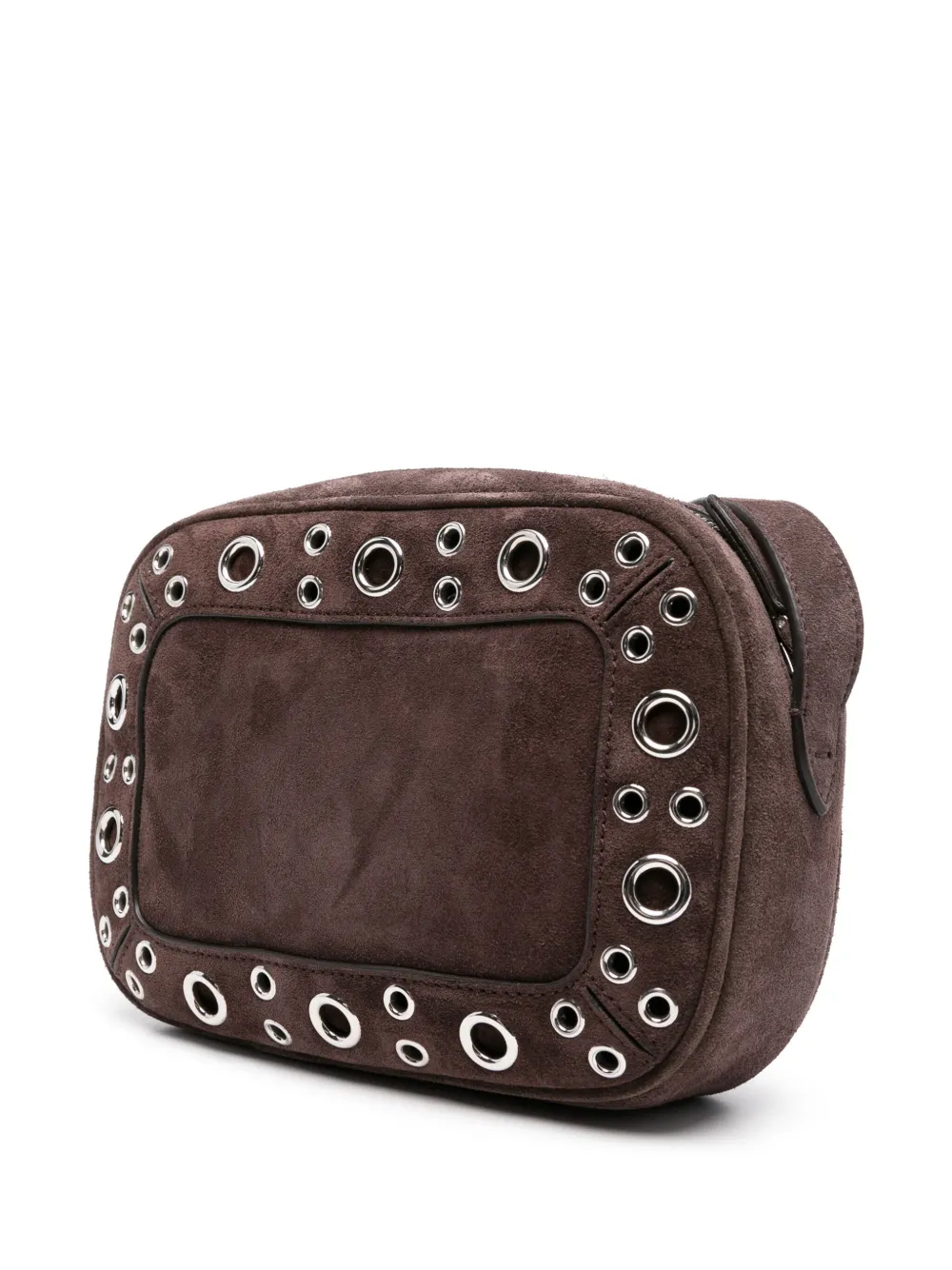 Valentino Garavani Dome-shaped Crossbody Bag With Metallic Eyelets And Adjustable Strap In Brown