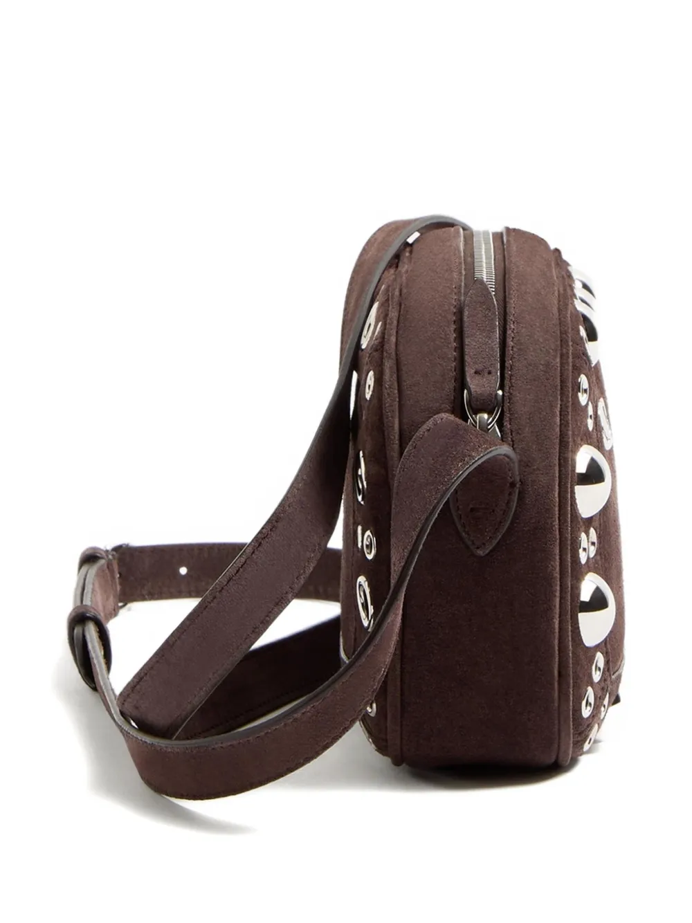 Valentino Garavani Nelcote suède schoudertas verfraaid met ringlets Bruin