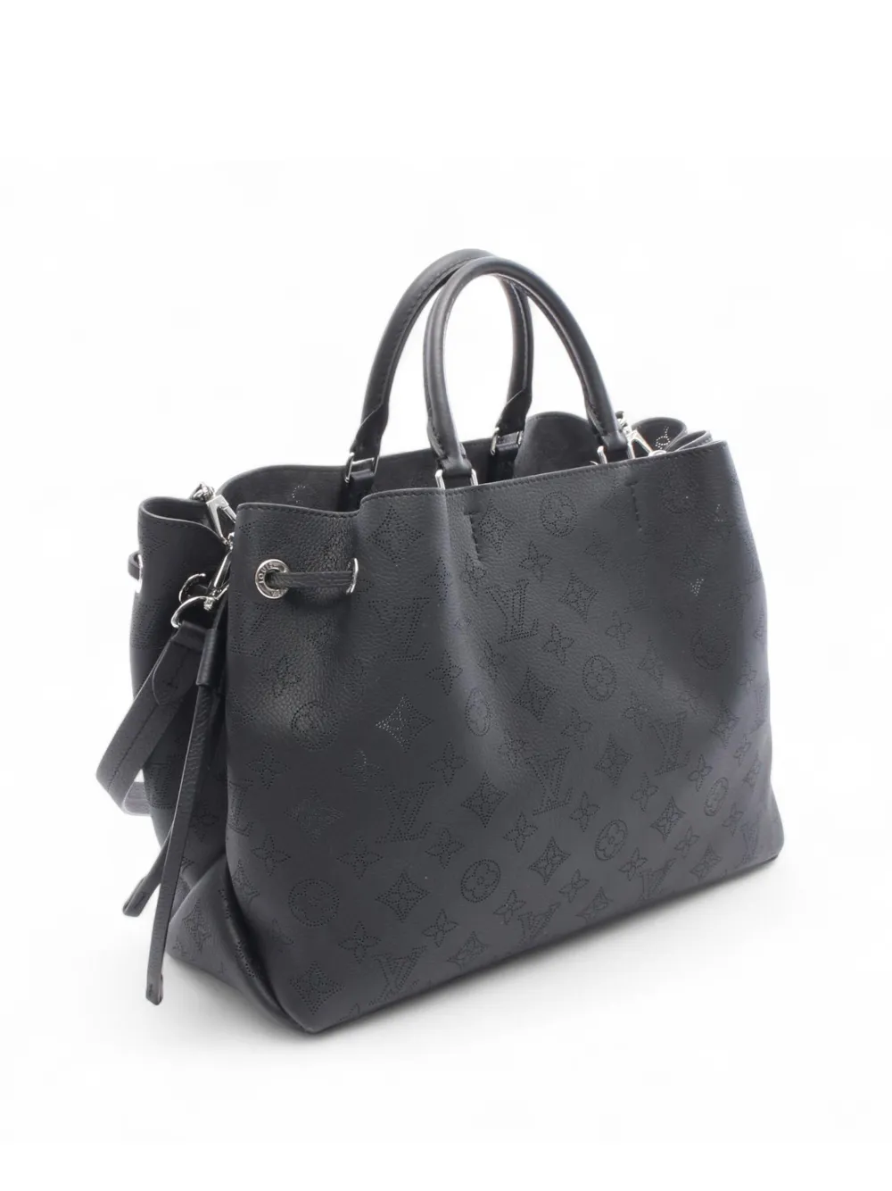 LOUIS VUITTON Pre-owned 2021-2025 Monogram Mahina Bella Tote Satchel In Black