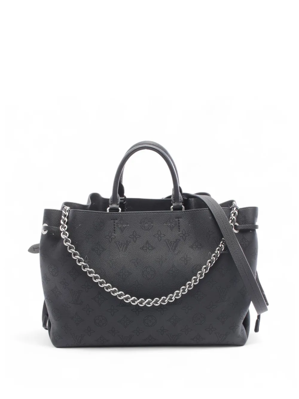 LOUIS VUITTON Pre-owned 2021-2025 Monogram Mahina Bella Tote Satchel In Black