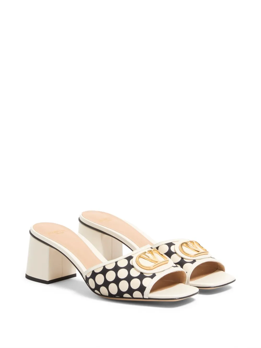 Valentino Garavani Sandalo Slide Vlogo Signature In Tessuto Plus De Pois 60mm In Multi