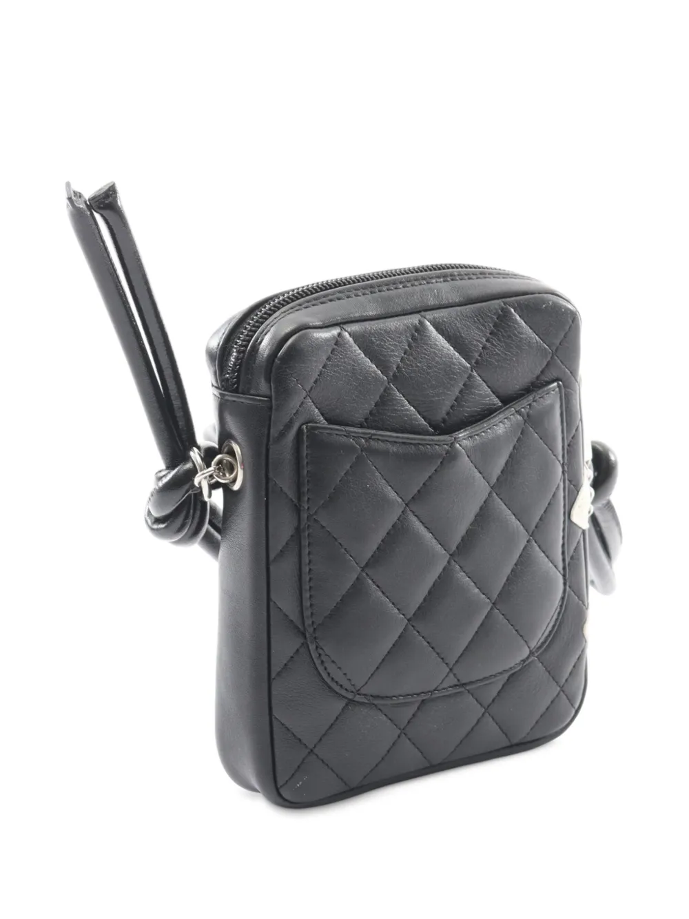 Pre-owned Chanel 2003-2004 Small Lambskin Cambon Ligne Crossbody Bag In Black