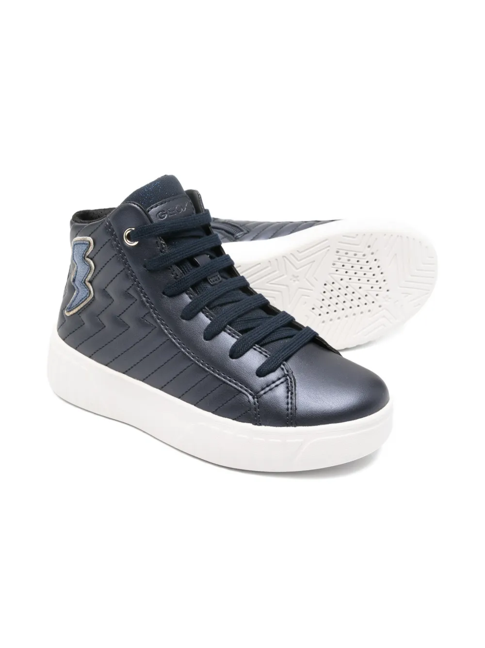 Geox Zigzag Mikiroshi Lace-up Trainers In Blue