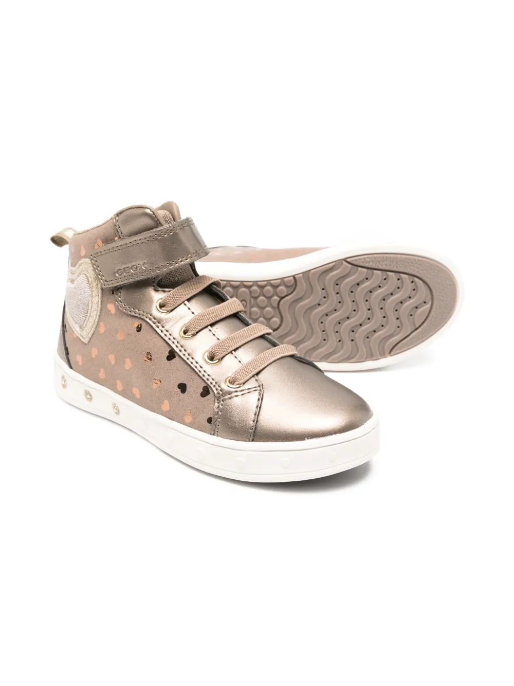 Geox Kids Skylin heart appliqué trainers Bruin