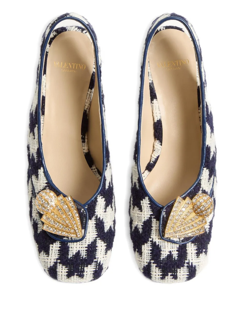 Valentino Garavani 60 mm Adamantine slingback pumps met pied-de-poule patroon Wit