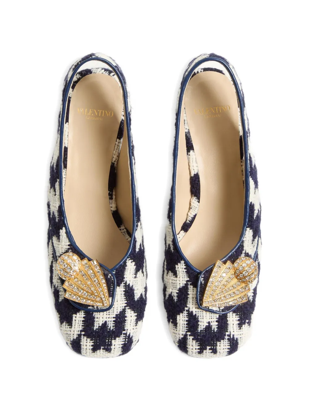 Valentino Garavani 60 mm Adamantine slingback pumps met pied-de-poule patroon Wit